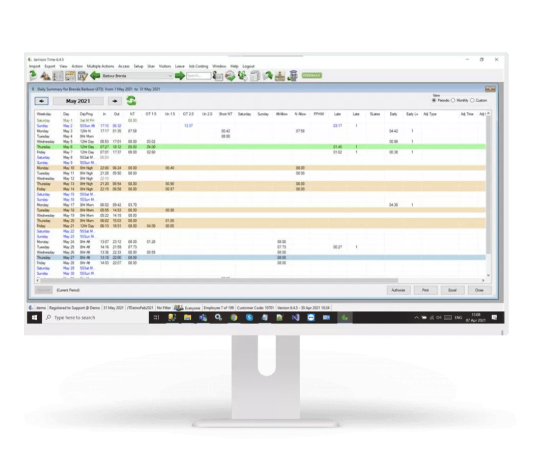 User-friendly BTS time and attendance software interface