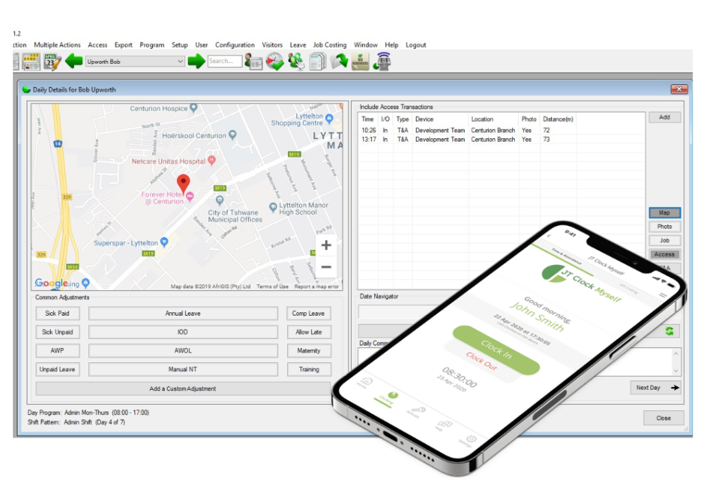 Biometric Time Solutions mobile clocking application